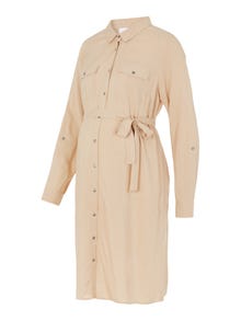 MAMA.LICIOUS Robes Regular Fit Col en V Poignets boutonnés -Cuban Sand - 20011074