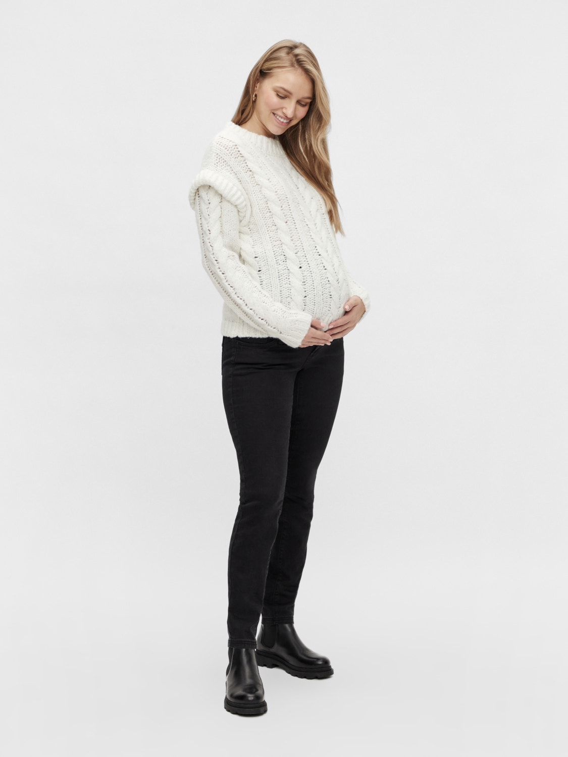 MAMA.LICIOUS Knitted maternity-pullover -Cloud Dancer - 20014719