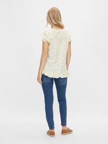 MAMA.LICIOUS Tops Regular Fit Col carré -Almond Oil - 20014799