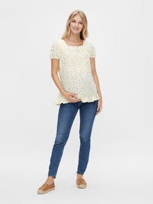 MAMA.LICIOUS Tops Regular Fit Col carré -Almond Oil - 20014799