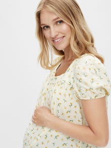 MAMA.LICIOUS Tops Regular Fit Col carré -Almond Oil - 20014799