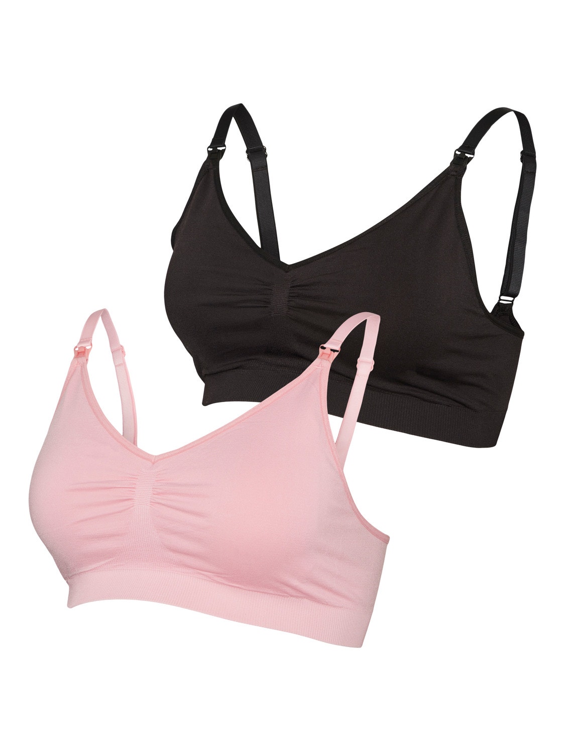 MAMA 2-pack seamless nursing bras - Grey-green/Light pink - Ladies