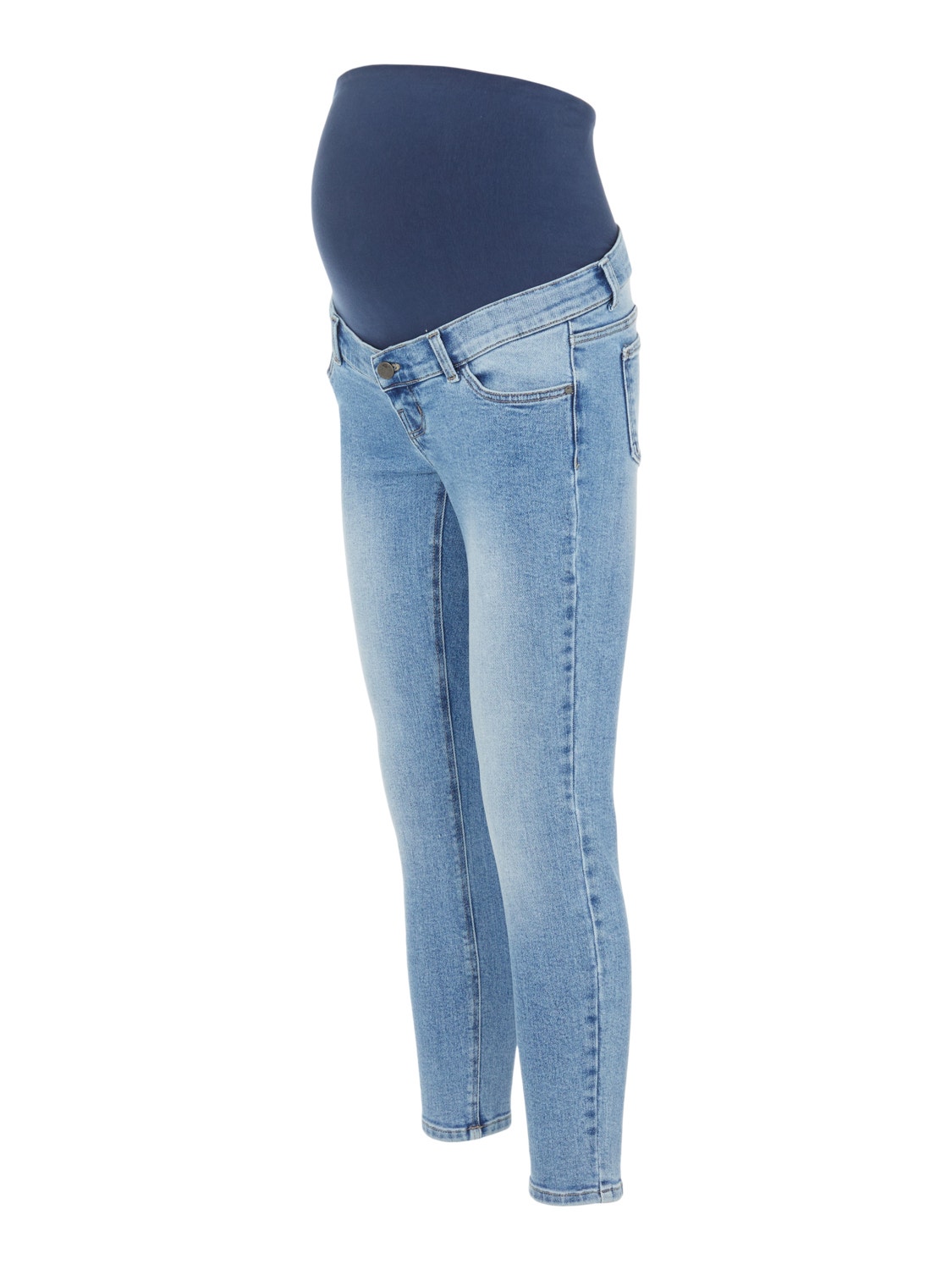 MAMA.LICIOUS Slim Fit Medelhög midja Jeans -Light Blue Denim - 20015455