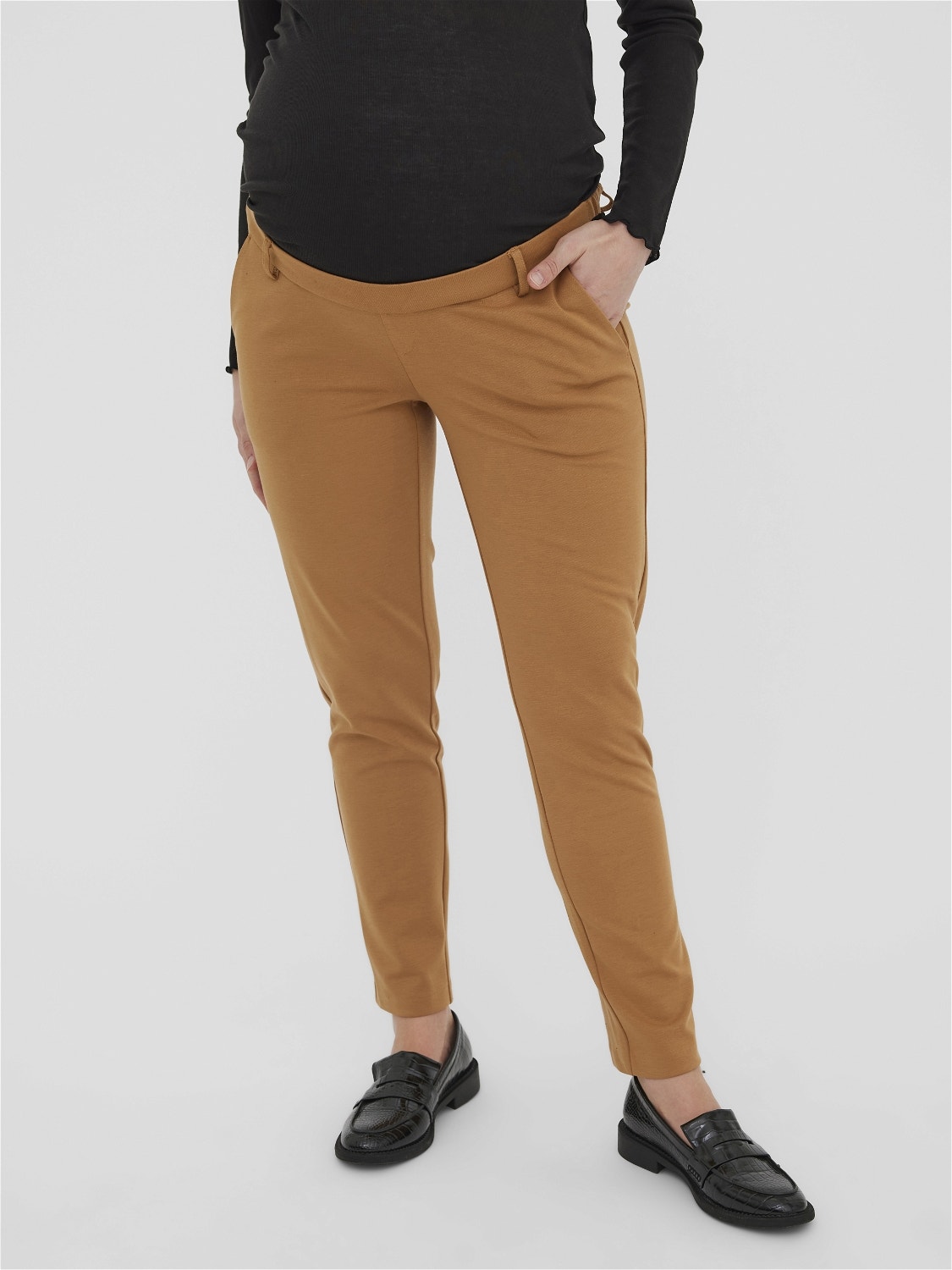 MAMA.LICIOUS Tapered Fit Trousers -Tobacco Brown - 20015718