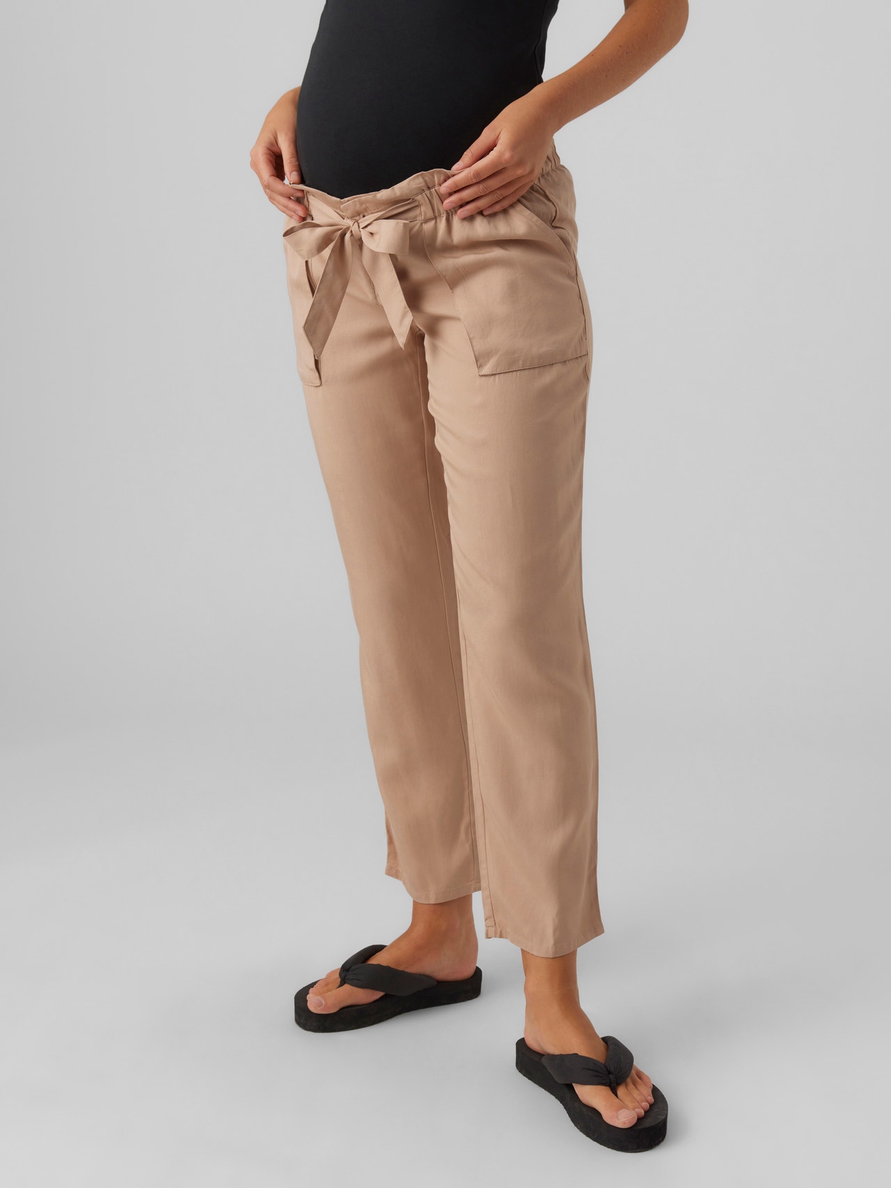 MAMA.LICIOUS Pantalons Regular Fit Taille normale -Warm Taupe - 20015750