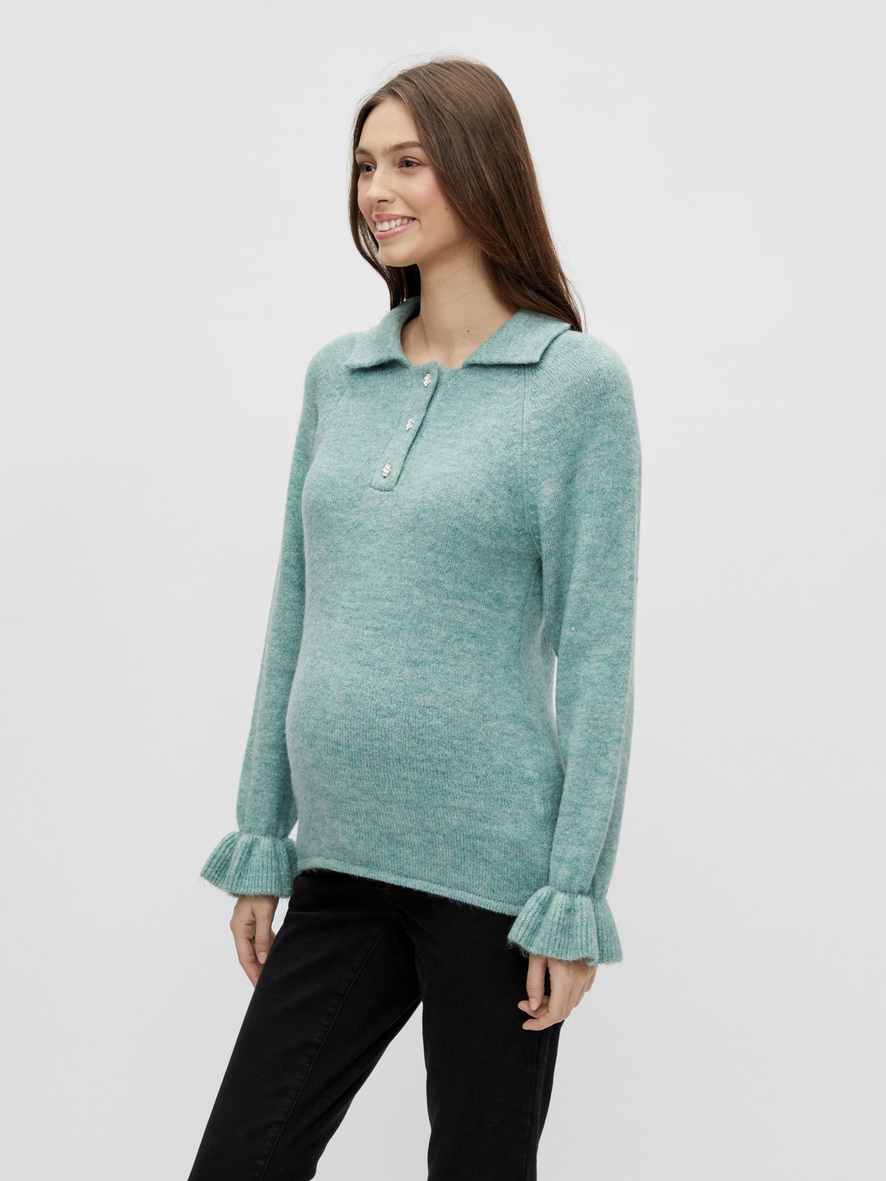 MAMA.LICIOUS Umstands-strickpullover -Cameo Green - 20015835