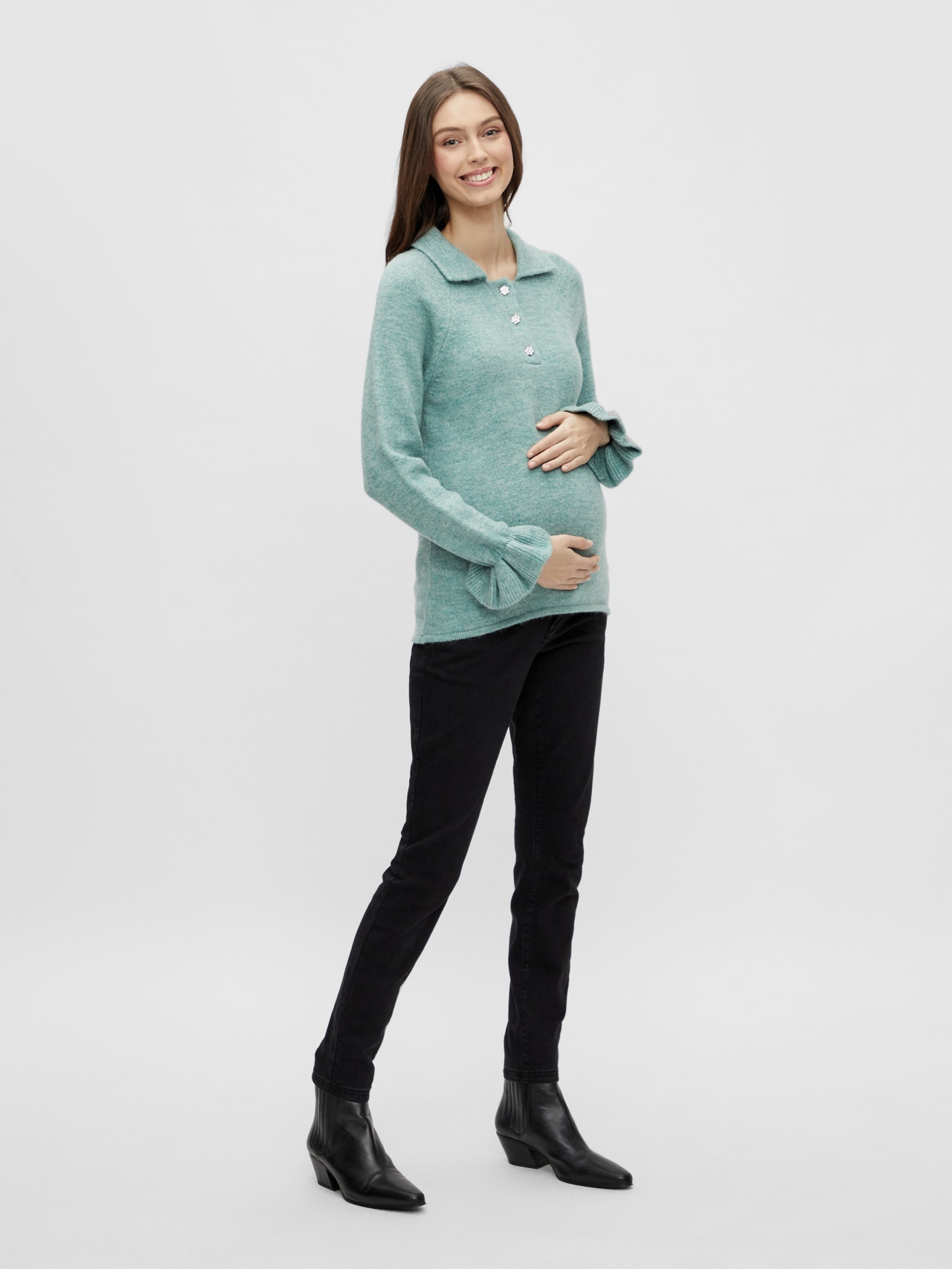 MAMA.LICIOUS Knitted maternity-pullover -Cameo Green - 20015835