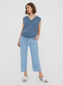MAMA.LICIOUS Wide Leg Fit Trousers -Light Blue Denim - 20016013