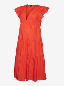 MAMA.LICIOUS VMMJARLOTTE Zwangerschapsjurk -Spicy Orange - 20016026