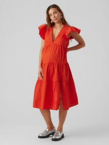 MAMA.LICIOUS Vestidos Corte standard Cuello en V -Spicy Orange - 20016026