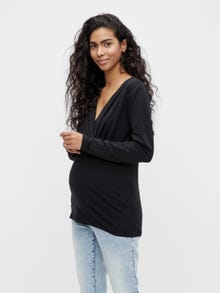 MAMA.LICIOUS Regular Fit V-Neck T-Shirt -Black - 20016228