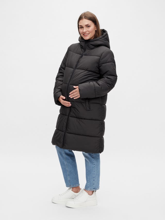 Mamalicious Maternity 3 in 1 longline coat in black - BLACK