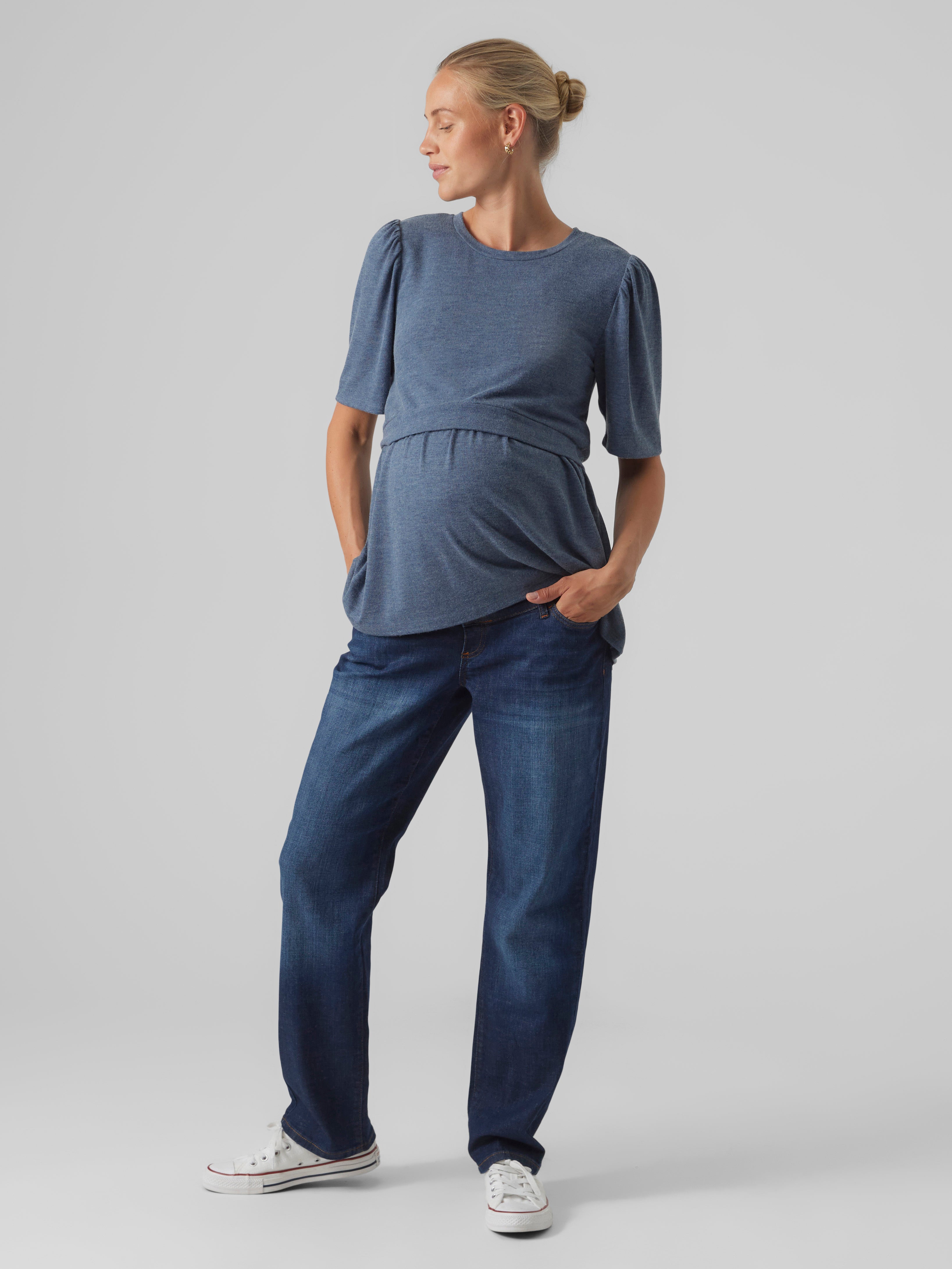 Jersey Knit Maternity Trousers with High Belly Band, Clément by ENVIE DE  FRAISE - navy blue, Maternity