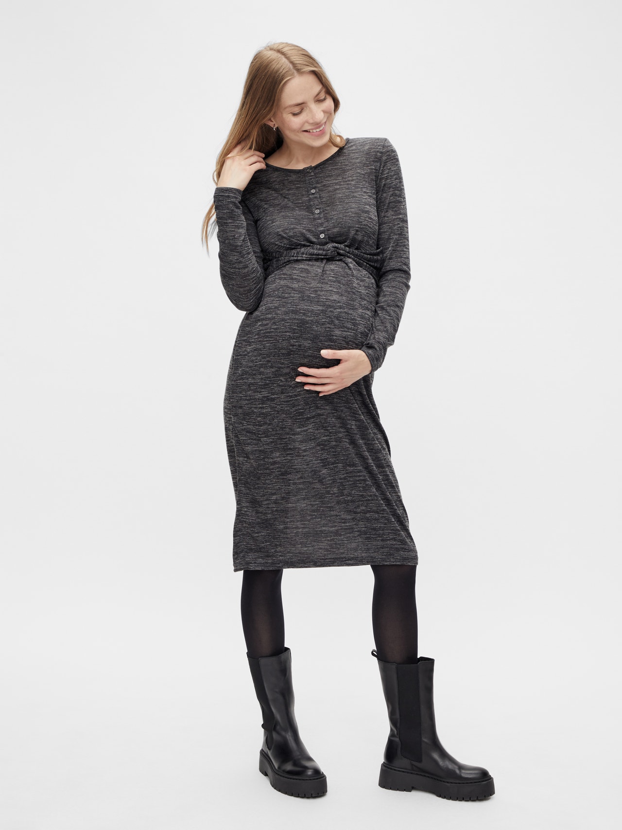 MAMA.LICIOUS Maternity-dress -Dark Grey Melange - 20016716