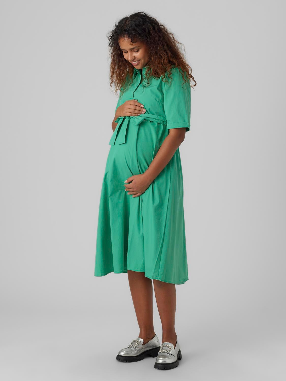 MAMA.LICIOUS Robes chemise Regular Fit Col chemise -Holly Green - 20016748