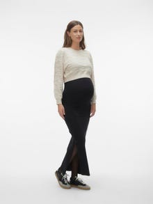Long Skirt in Cotton Gauze for Maternity - black dark solid, Maternity