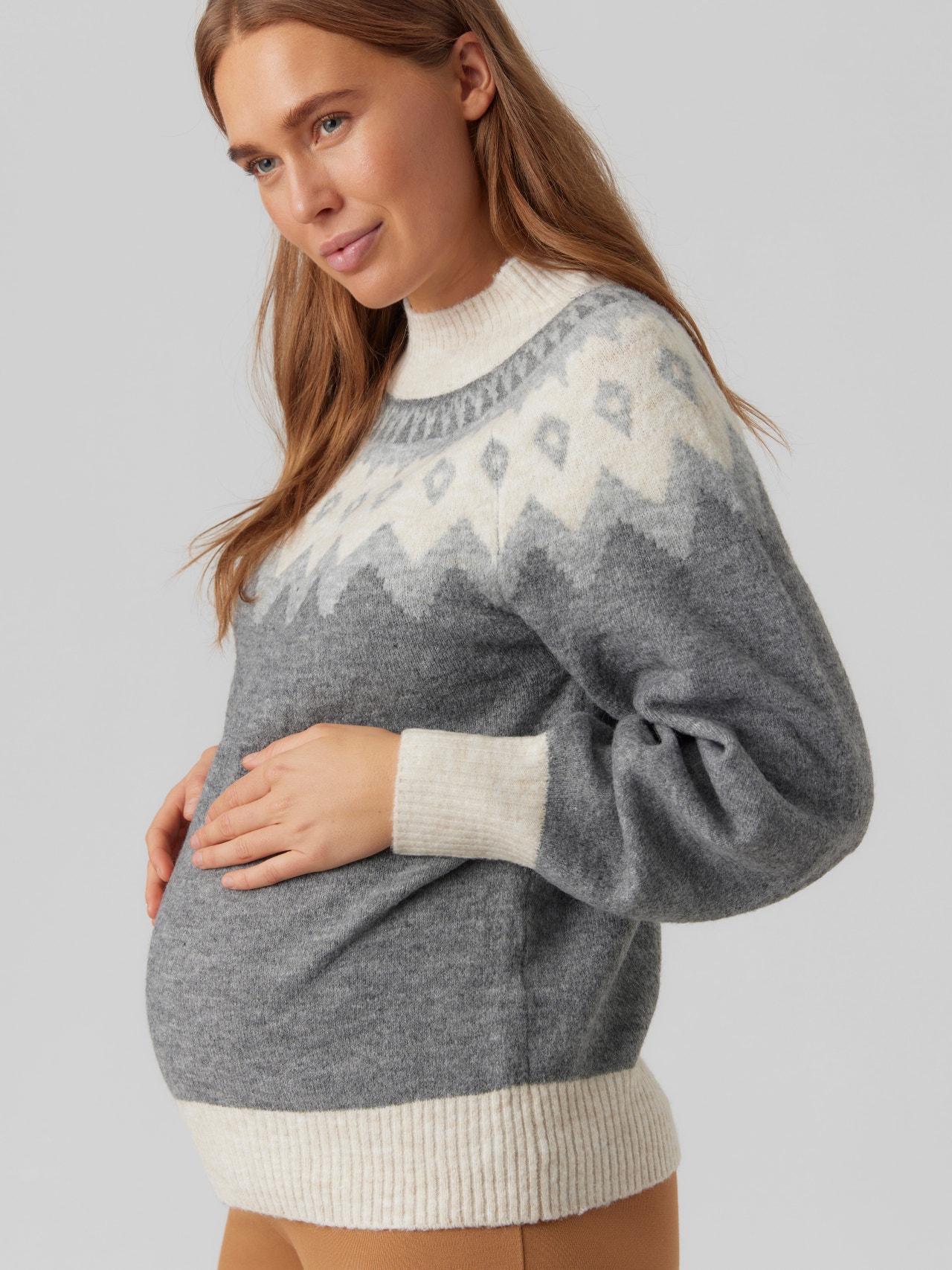 MAMA.LICIOUS Knitted maternity-pullover -Medium Grey Melange - 20017112