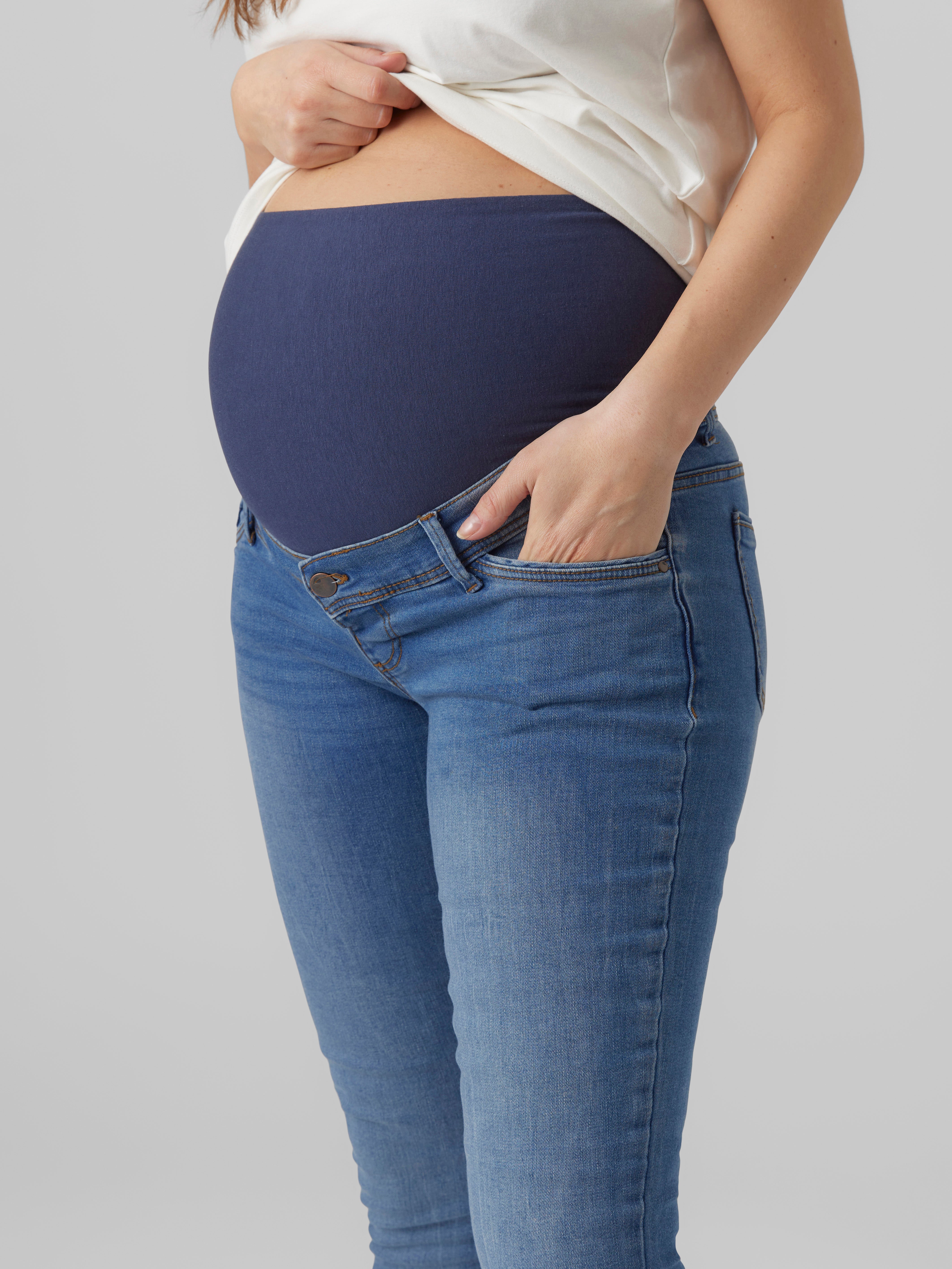River Island Maternity Molly mid rise sculpt skinny jeans in blue | ASOS