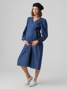 MAMA.LICIOUS MLLAOS Maternity Dress -Medium Blue Denim - 20017223