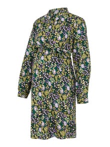 MAMA.LICIOUS Krój regularny Kolnierz koszulowy Mankiety marszczone na gumce Regularne rekawy Sukienka -Black - 20017249