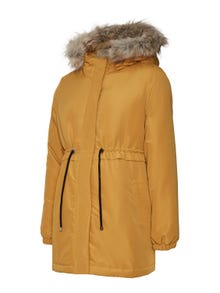 MAMA.LICIOUS Vestes Capuche avec bord en fausse fourrure détachable Poignets ou bas élastiqués -Wood Thrush - 20017301