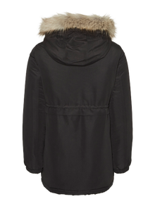 MAMA.LICIOUS Vestes Capuche avec bord en fausse fourrure détachable -Black - 20017312