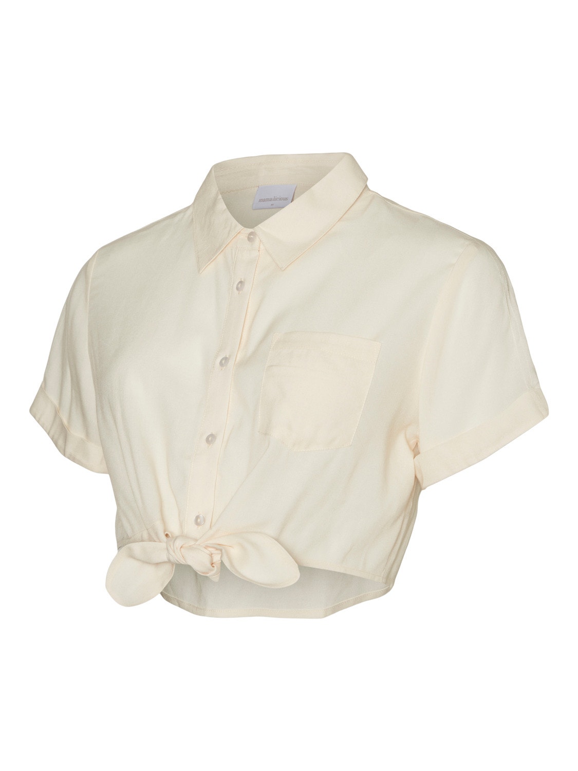 MAMA.LICIOUS Top Regular Fit Collo Camicia Maniche con risvolto -Whitecap Gray - 20017378