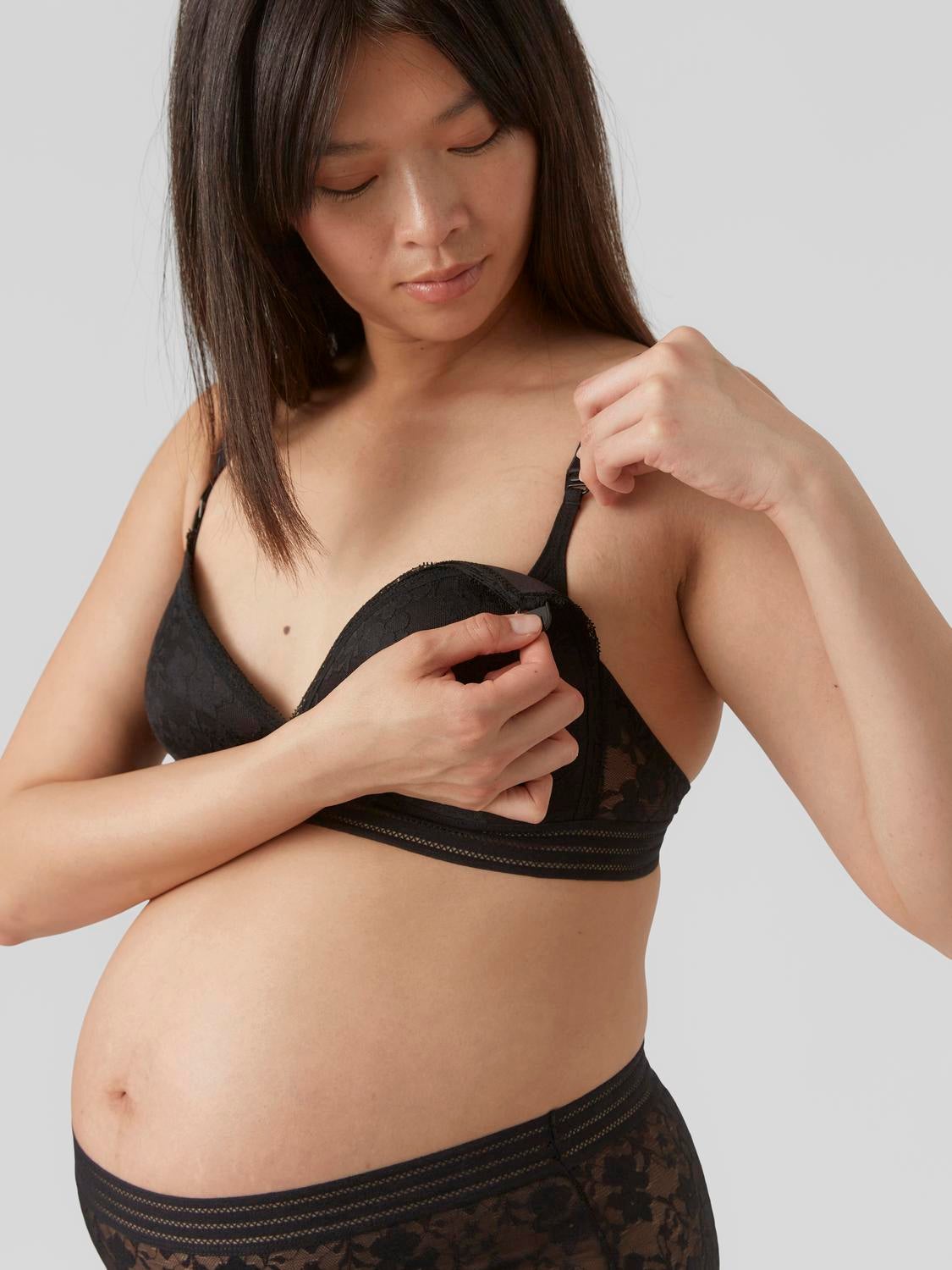 Mamalicious Maternity lace detail nursing bra in black