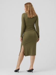 MAMA.LICIOUS Robes Bodycon Fit Col rond -Burnt Olive - 20017524