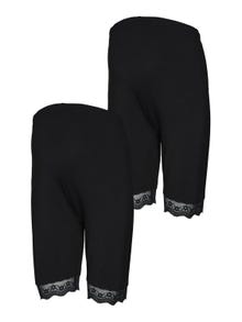 MAMA.LICIOUS Shorts Slim Fit Taille haute Ourlets en dentelle -Black - 20017540