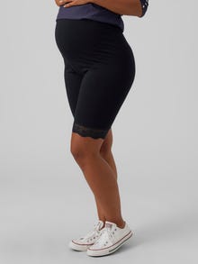 MAMA.LICIOUS Shorts Slim Fit Taille haute Ourlets en dentelle -Black - 20017540