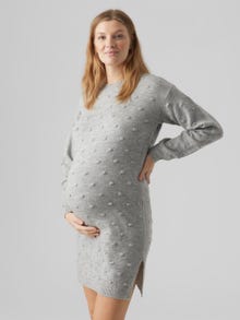 MAMA.LICIOUS Knitted maternity-dress -Light Grey Melange - 20017636