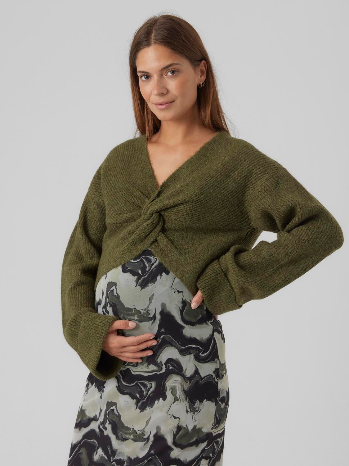 MAMA.LICIOUS Knitted maternity-pullover -Winter Moss - 20017673