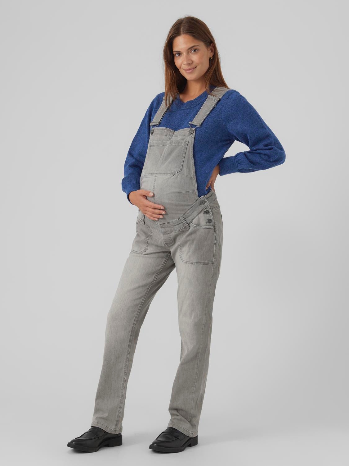 MAMA.LICIOUS Salopette in jeans Straight Fit Tracolla singola staccabile con fibbia regolabile -Light Grey Denim - 20017700