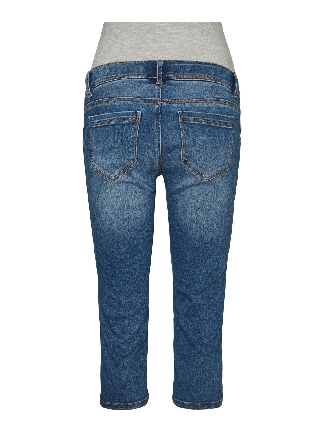 MAMA.LICIOUS Pantalones hasta la rodilla Corte slim Tiro medio -Medium Blue Denim - 20017768