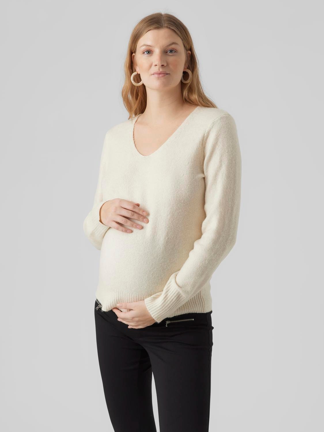 MAMA.LICIOUS Knitted maternity-pullover -Birch - 20017784