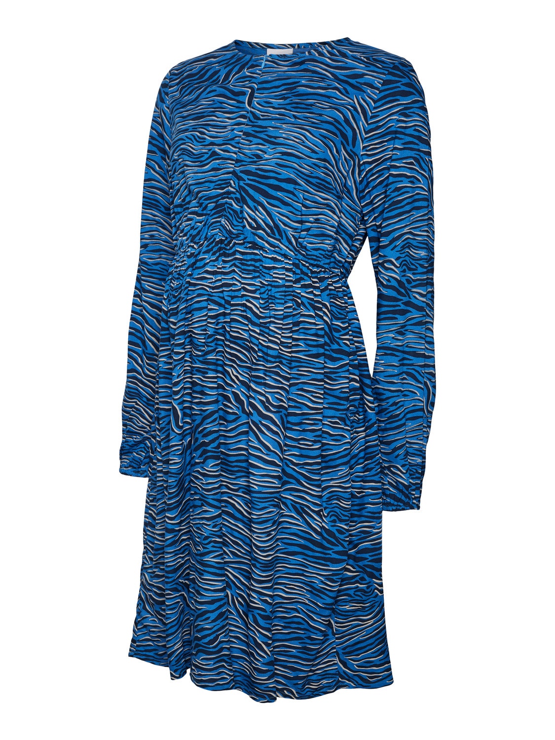 MAMA.LICIOUS Robe courte Regular Fit Col rond Manches classiques -Strong Blue - 20017840