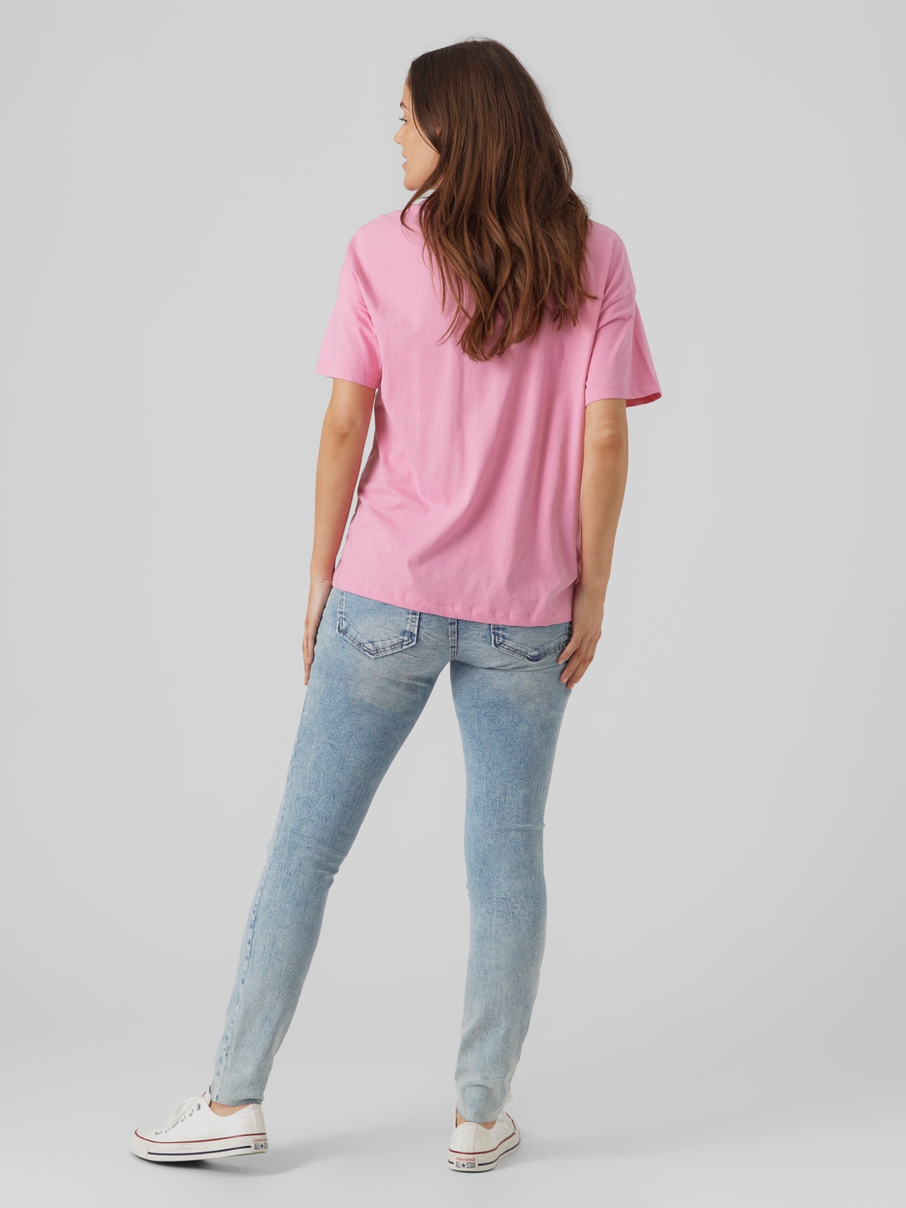 MAMA.LICIOUS Luzno dopasowane Gleboki okragly dekolt T-shirt -Sachet Pink - 20017922