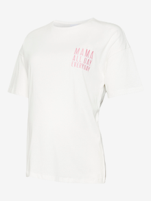 MAMA.LICIOUS Loose Fit U-Neck T-Shirt -Snow White - 20017922