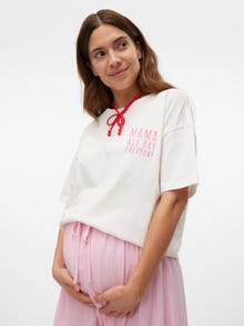MAMA.LICIOUS Loose Fit U-Neck T-Shirt -Snow White - 20017922