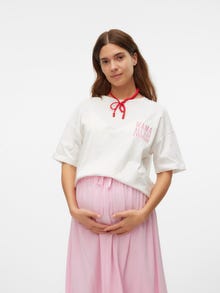 MAMA.LICIOUS Loose Fit U-Neck T-Shirt -Snow White - 20017922