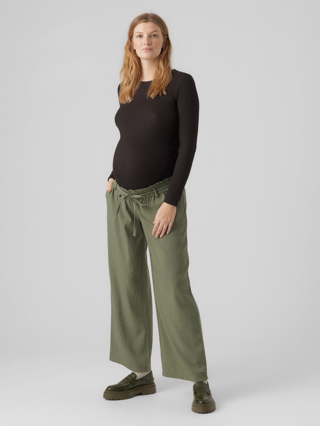 MAMA.LICIOUS Pantalons Regular Fit Taille normale -Four Leaf Clover - 20017931
