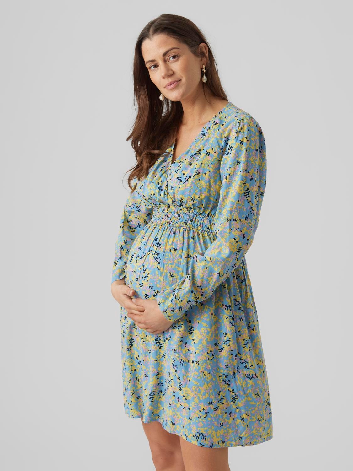 Mama.Licious Maternity frill detail mini dress in yellow