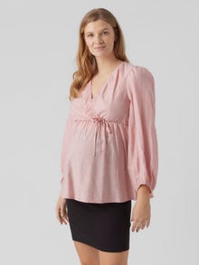 MAMA.LICIOUS V-Neck Elasticated cuffs Balloon sleeves Tunic -Misty Rose - 20018064