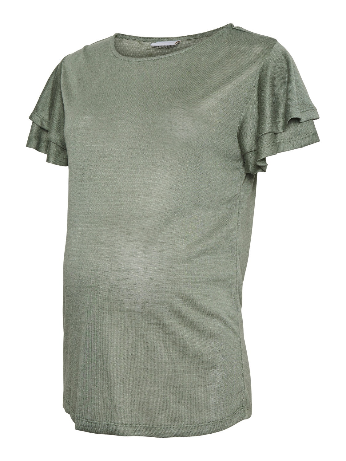 MAMA.LICIOUS Krój regularny Gleboki okragly dekolt Mankiety z falbanka T-shirt -Sea Spray - 20018085