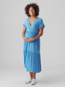 MAMA.LICIOUS Krój regularny Dekolt w serek Sukienka -Azure Blue - 20018146