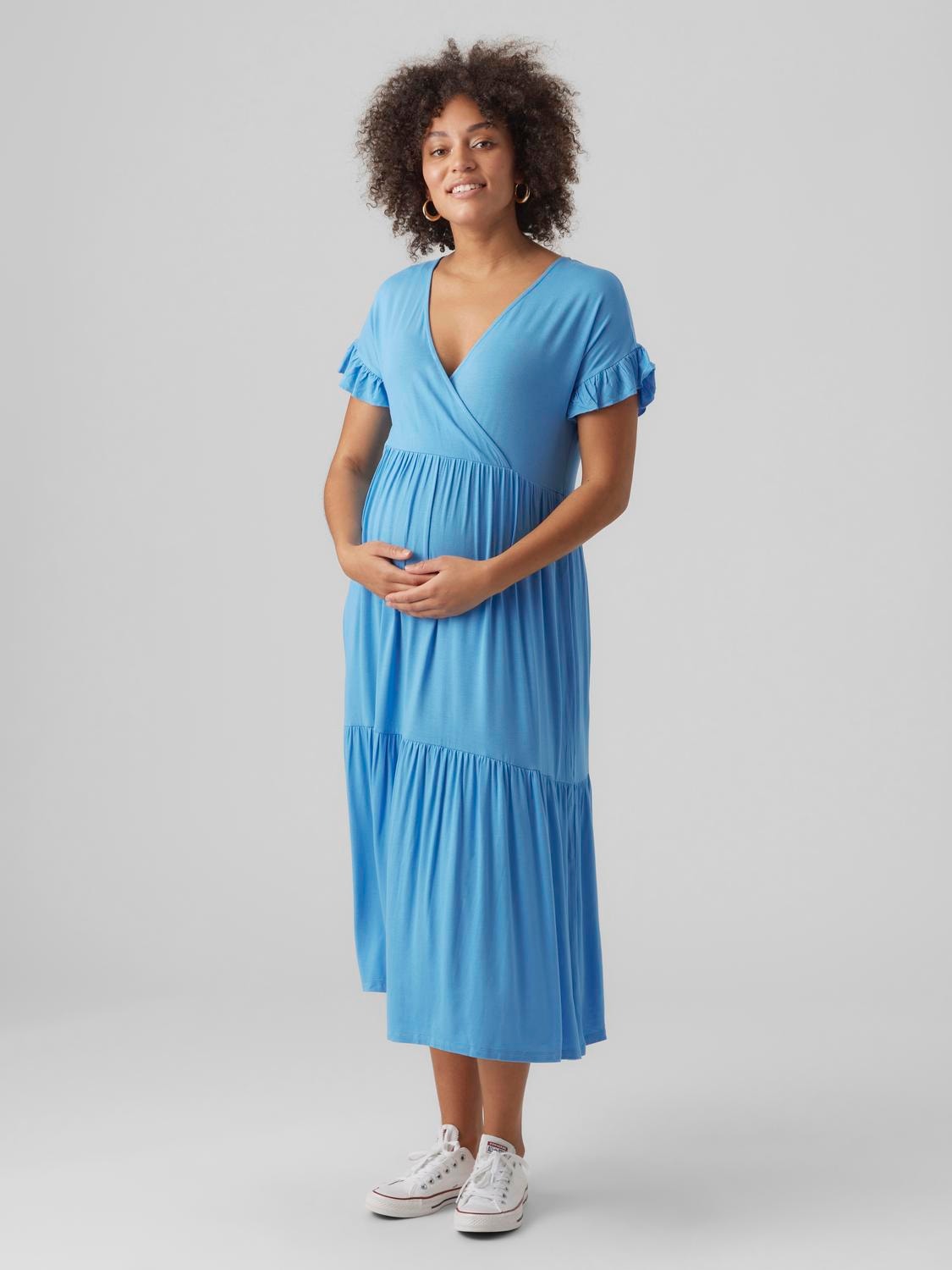 MAMA.LICIOUS Robes Regular Fit Col en V -Azure Blue - 20018146