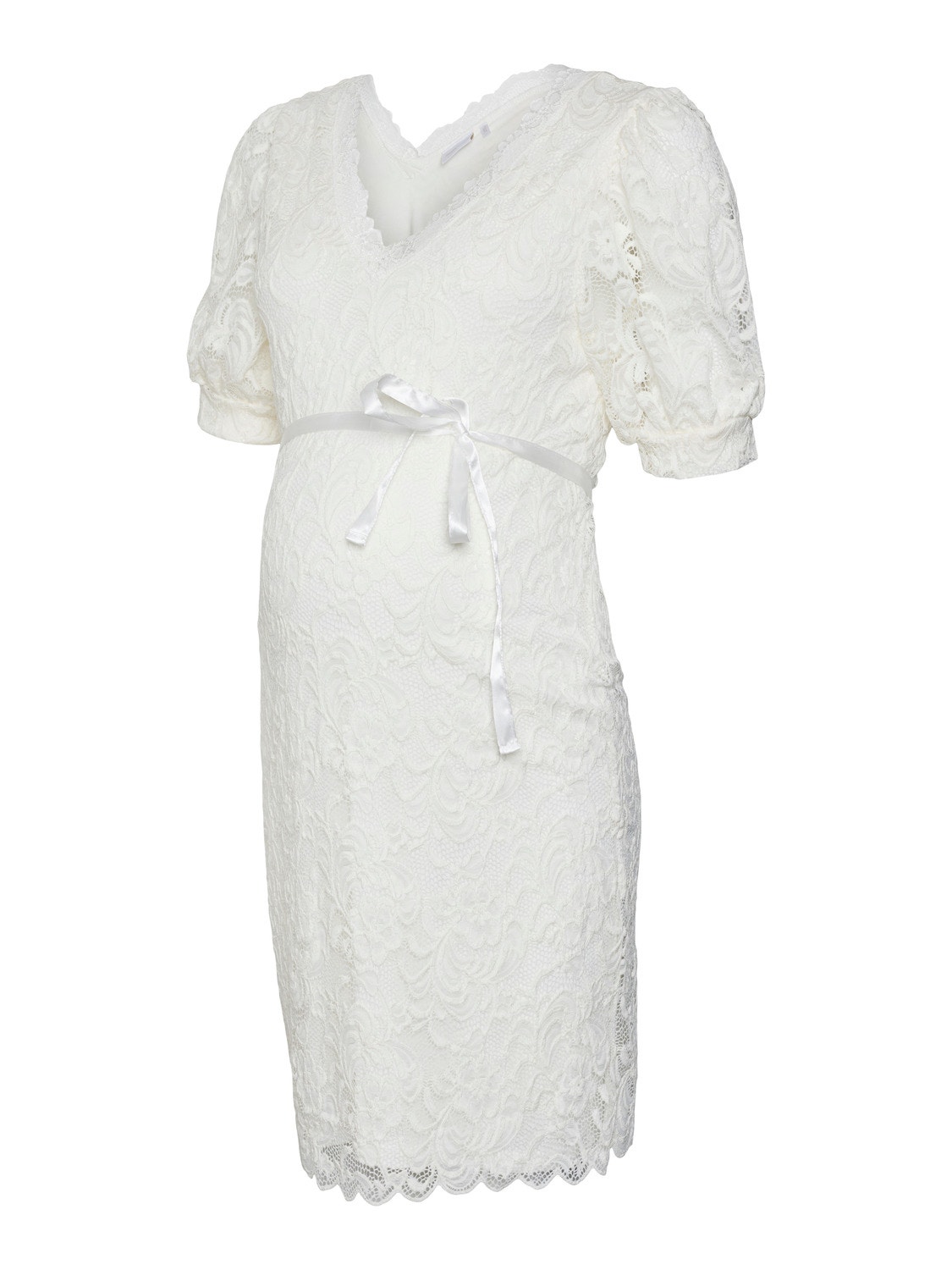 MAMA.LICIOUS Robe courte Regular Fit Col en V -Snow White - 20018204