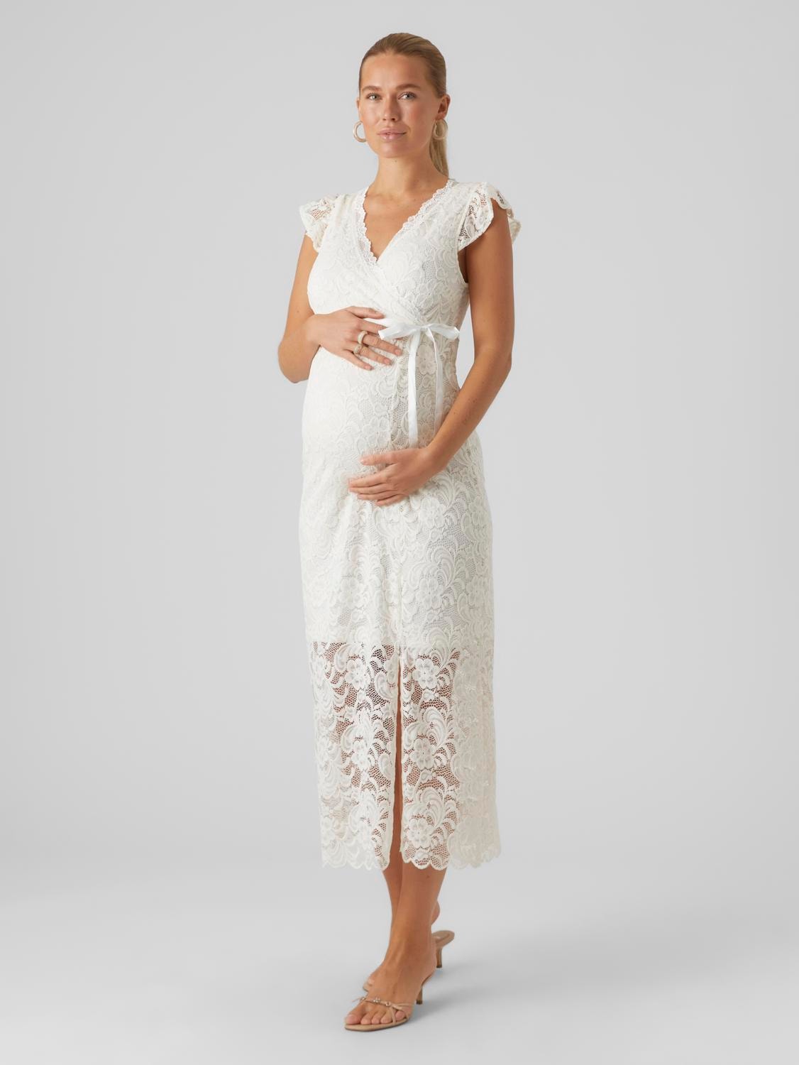 veiligheid Gewoon Gewond raken Regular fit V-Hals Lange jurk | White Clear | MAMA.LICIOUS®
