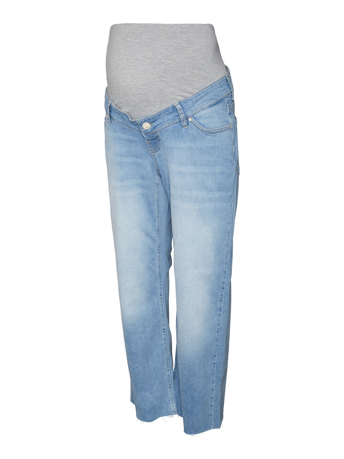MAMA.LICIOUS Wide Leg Fit Mid waist Raw hems Jeans -Light Blue Denim - 20018296